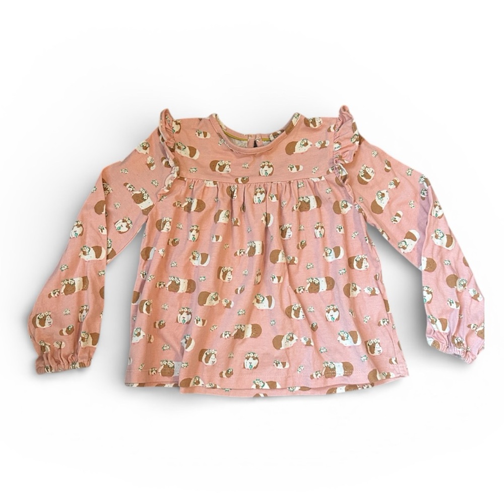 Mini Boden Pink Guinea Pigs Kids Blouse 3-4 Years